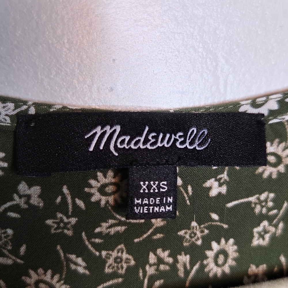 Madewell Button-Front Floral Green Dress in Ditsy Daze, Size XXS - Picture 7 of 10